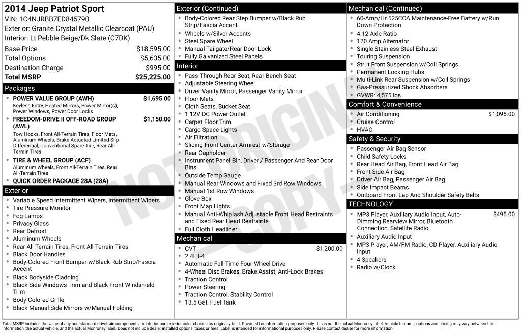 Used 2014 Jeep Patriot Sport w/ Power Value Group AWD/4WD image 6