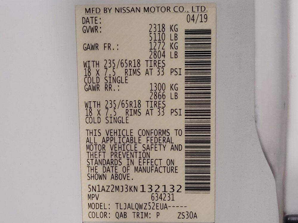 Used 2019 Nissan Murano SV w/ Cargo Package FWD image 33