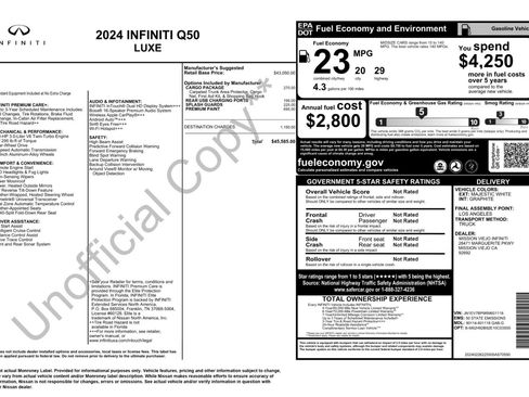 Used 2024 INFINITI Q50 Luxe w/ Cargo Package RWD image 57