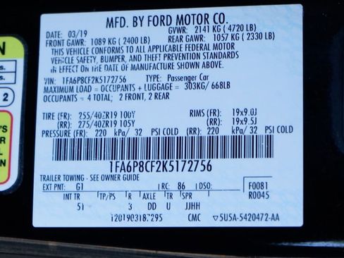 Used 2019 Ford Mustang GT Premium w/ GT Performance Package RWD image 55