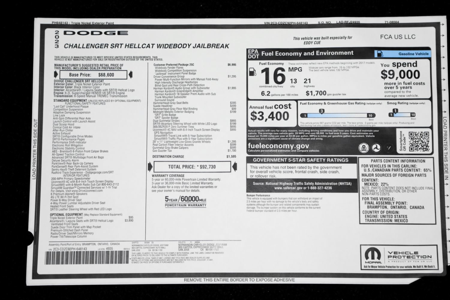 Used 2023 Dodge Challenger SRT Hellcat w/ Plus Package RWD image 4