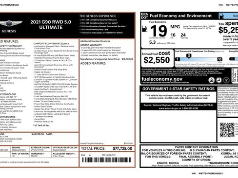 Used 2021 Genesis G90 5.0 Ultimate image 69