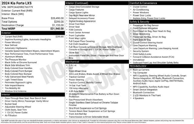 Used 2024 Kia Forte LXS FWD image 18