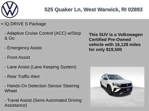 Certified 2022 Volkswagen Taos S w/ IQ Drive S Package image 13