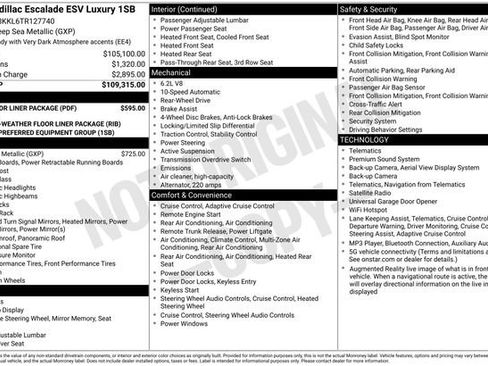 Certified 2026 Cadillac Escalade ESV Luxury w/ LPO, Floor Liner Package RWD image 42