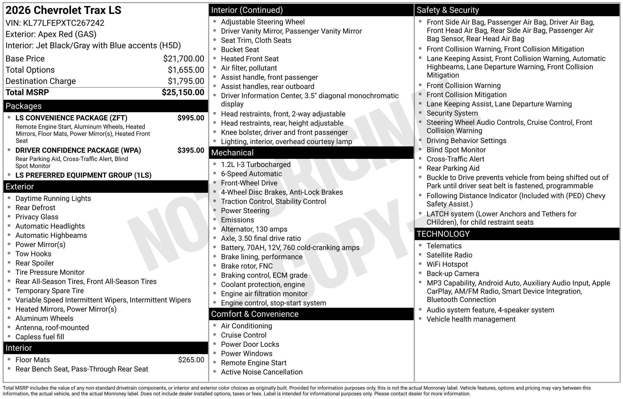 New 2026 Chevrolet Trax LS w/ LS Convenience Package FWD image 3