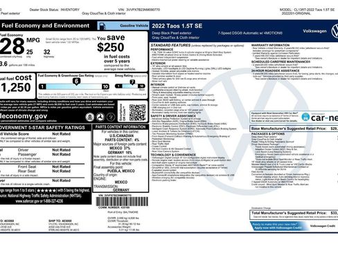 Certified 2022 Volkswagen Taos SE w/ Panoramic Sunroof Package image 49