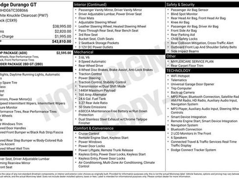New 2026 Dodge Durango GT w/ Blacktop Package RWD image 50