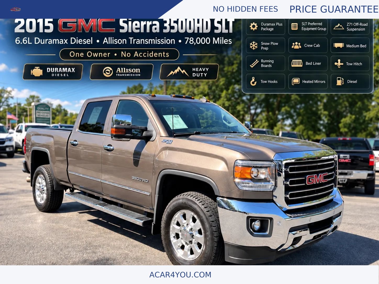 Used 2015 GMC Sierra 3500 SLT w/ Duramax Plus Package AWD/4WD image 1