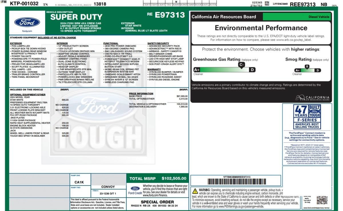 Used 2024 Ford F250 Limited w/ FX4 Off-Road Package AWD/4WD image 15