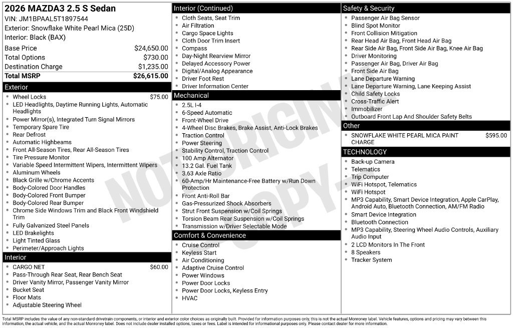 New 2026 MAZDA MAZDA3 s FWD image 21
