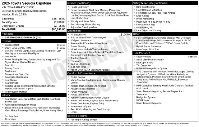 New 2026 Toyota Sequoia Capstone AWD/4WD image 6