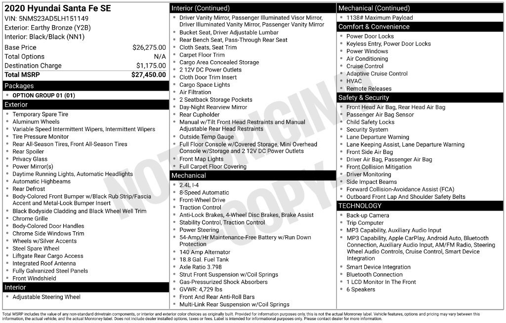 Used 2020 Hyundai Santa Fe SE FWD image 5