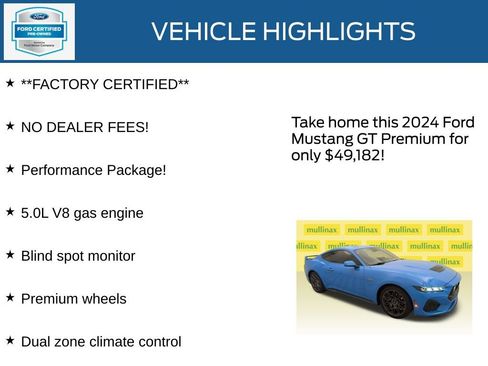 Certified 2024 Ford Mustang GT Premium w/ GT Performance Package RWD image 11