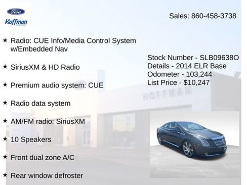Used 2014 Cadillac ELR w/ Luxury Package FWD image 10