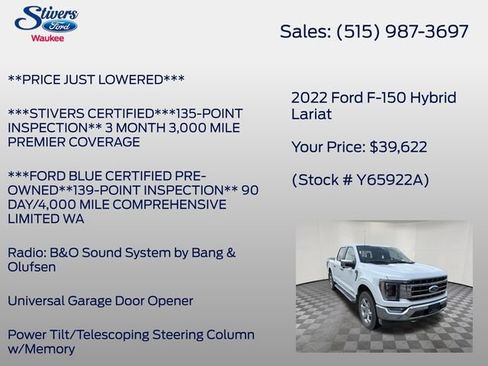 Used 2022 Ford F150 Lariat w/ Equipment Group 502A High AWD/4WD image 27