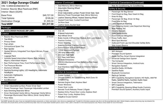 Used 2021 Dodge Durango Citadel RWD image 32