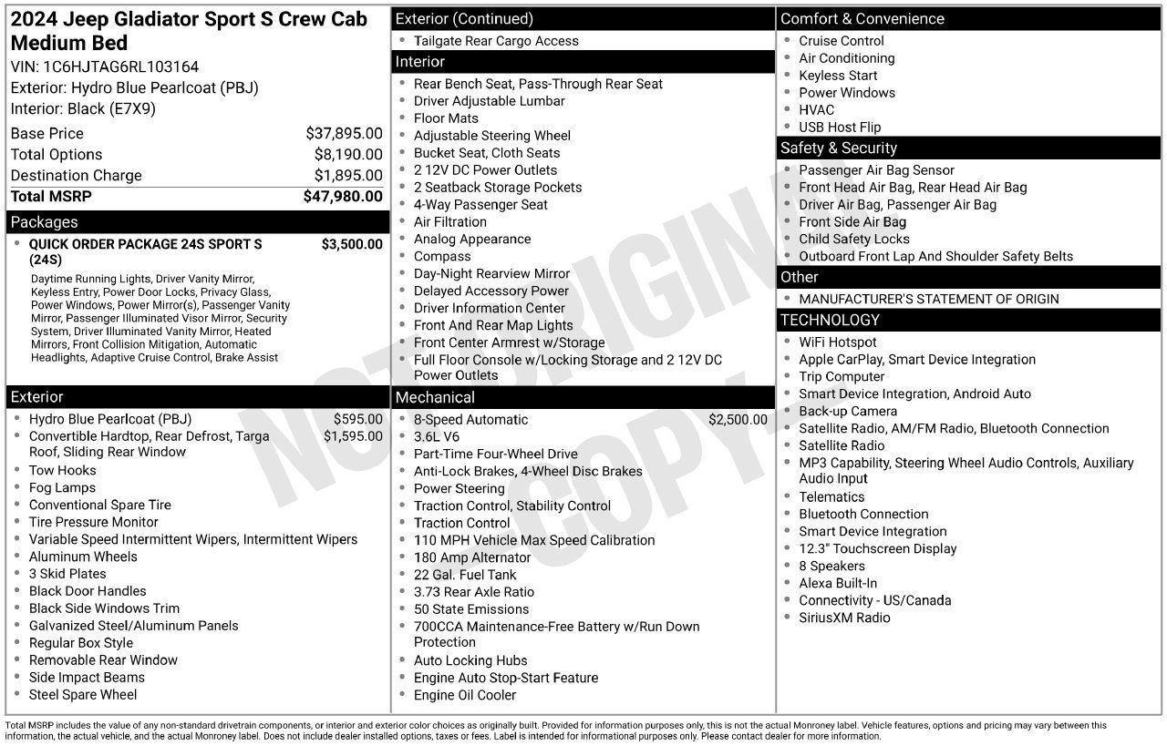 Used 2024 Jeep Gladiator Sport AWD/4WD image 28