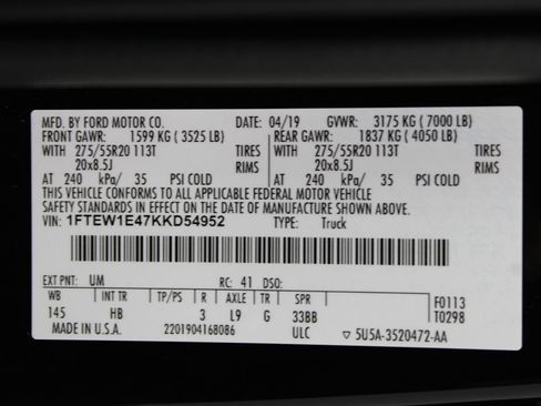 Used 2019 Ford F150 Lariat w/ Equipment Group 502A Luxury AWD/4WD image 81