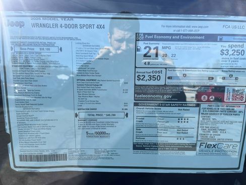 New 2026 Jeep Wrangler Unlimited Sport image 13