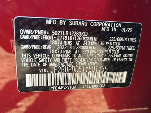 New 2026 Subaru Outback Limited w/ Premium/Limited Package 2 AWD/4WD image 17