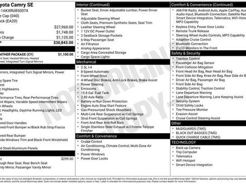 Used 2024 Toyota Camry SE w/ Cold Weather Package FWD image 34