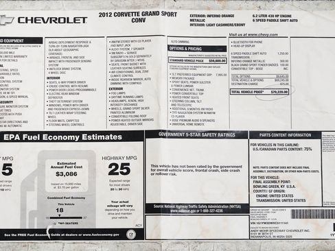 Used 2012 Chevrolet Corvette Grand Sport w/ 3LT Preferred Equipment Group image 36