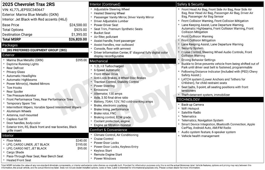Used 2025 Chevrolet Trax RS FWD image 8