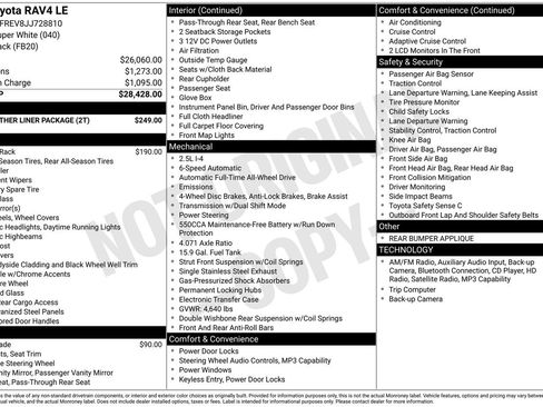 Used 2018 Toyota RAV4 LE w/ All Weather Liner Package image 13