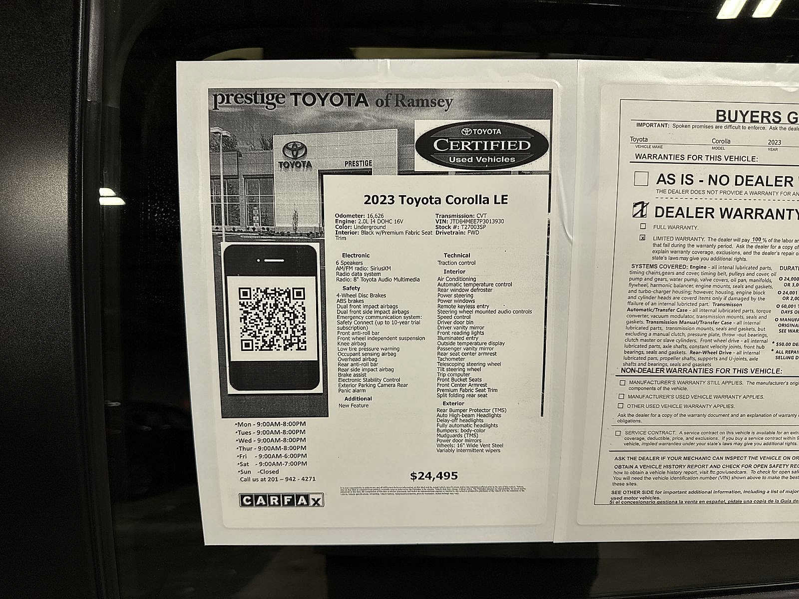 Used 2023 Toyota Corolla LE w/ Carpet Mat Package (TMS) FWD image 13
