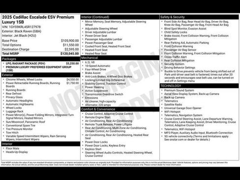 Used 2025 Cadillac Escalade ESV Premium Luxury w/ LPO, Radiant Package AWD/4WD image 20