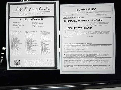 Used 2021 Nissan Murano SL w/ SL Moonroof Package AWD/4WD image 43