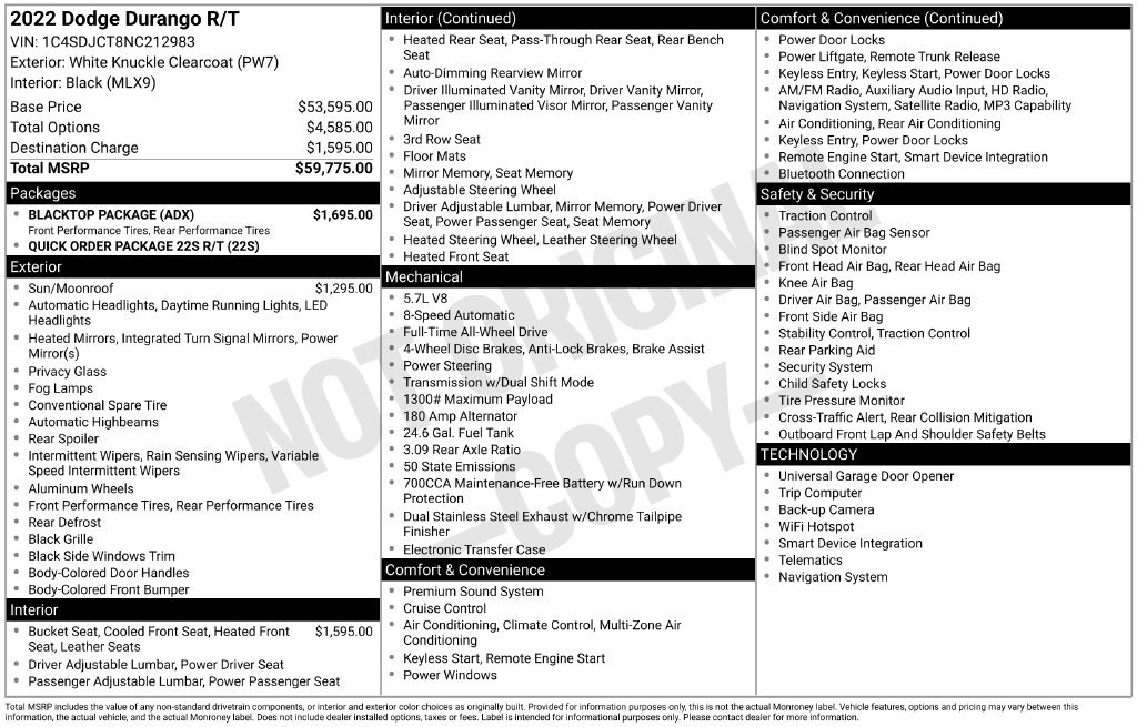 Used 2022 Dodge Durango R/T w/ Blacktop Package AWD/4WD image 49