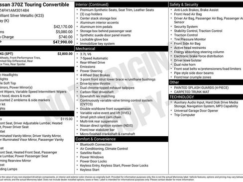 Used 2010 Nissan 370Z Touring w/ Sport Pkg image 2
