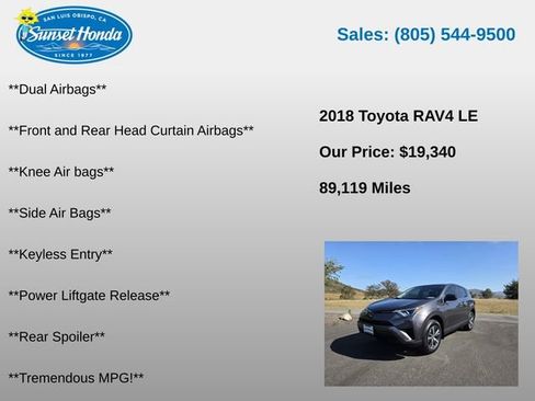 Used 2018 Toyota RAV4 LE w/ All Weather Liner Package AWD/4WD image 10