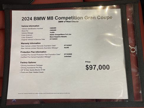 Certified 2024 BMW M8 Gran Coupe xDrive Competition image 19