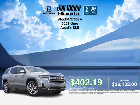 Used 2023 GMC Acadia SLE w/ Driver Convenience Package AWD/4WD image 3
