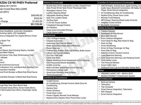 Certified 2024 MAZDA CX-90 Plug-In Hybrid w/ Preferred image 5