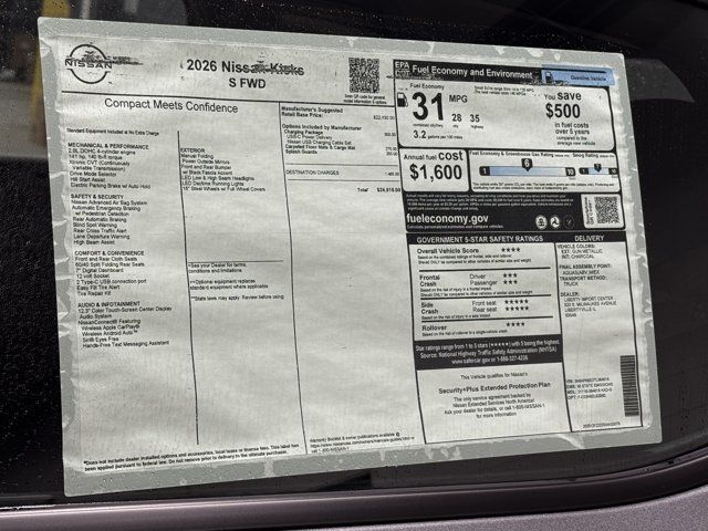 New 2026 Nissan Kicks S w/ Charging Package FWD image 25