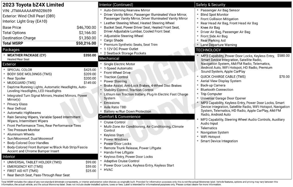 Used 2023 Toyota bZ4X FWD w/ Weather Package image 2