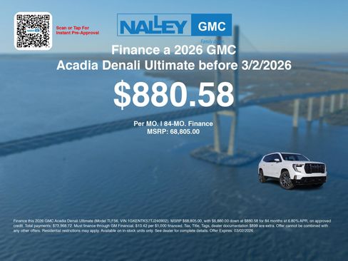 New 2026 GMC Acadia Denali Ultimate w/ LPO, Floor Liner Package image 7