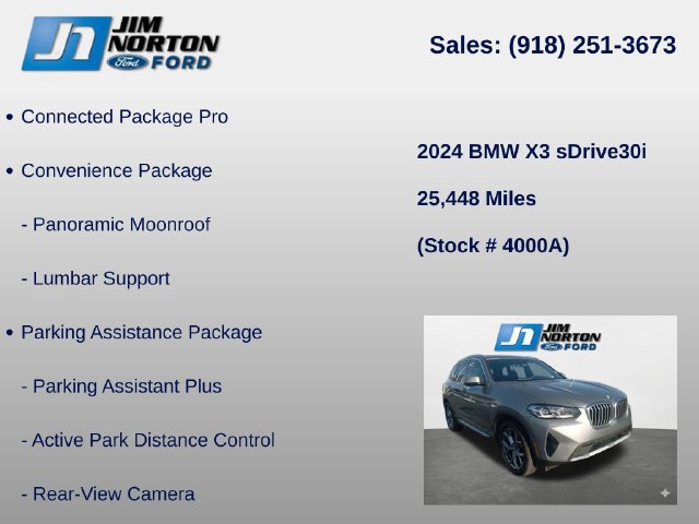 Used 2024 BMW X3 sDrive30i w/ Convenience Package RWD image 8