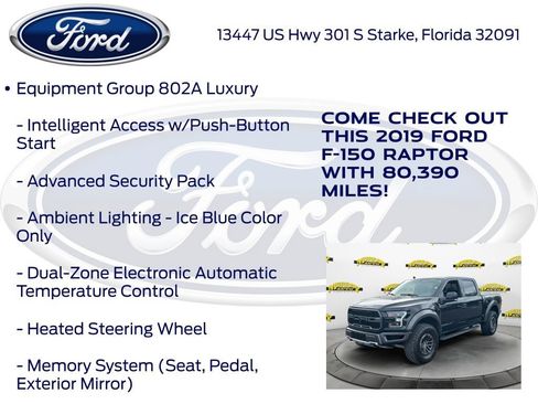 Certified 2019 Ford F150 Raptor w/ Equipment Group 802A Luxury AWD/4WD image 30
