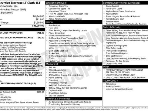 Used 2023 Chevrolet Traverse LT w/ LPO, Floor Liner Package image 10