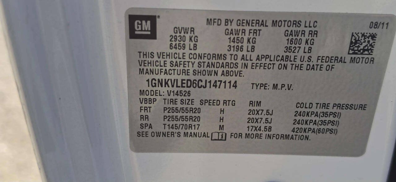 Used 2012 Chevrolet Traverse LTZ w/ LPO, 'HIT The Road' Package AWD/4WD image 12