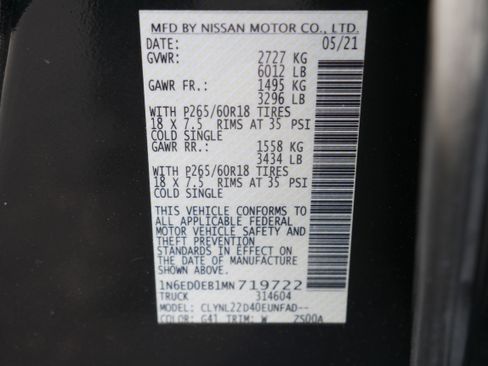 Used 2021 Nissan Frontier SV w/ Midnight Edition Floor Mats image 30