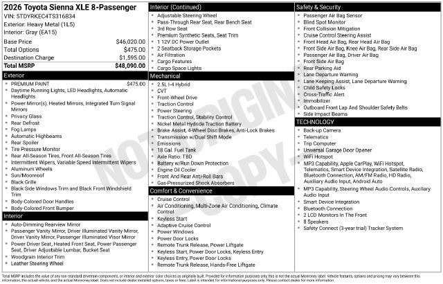 Certified 2026 Toyota Sienna XLE FWD image 36