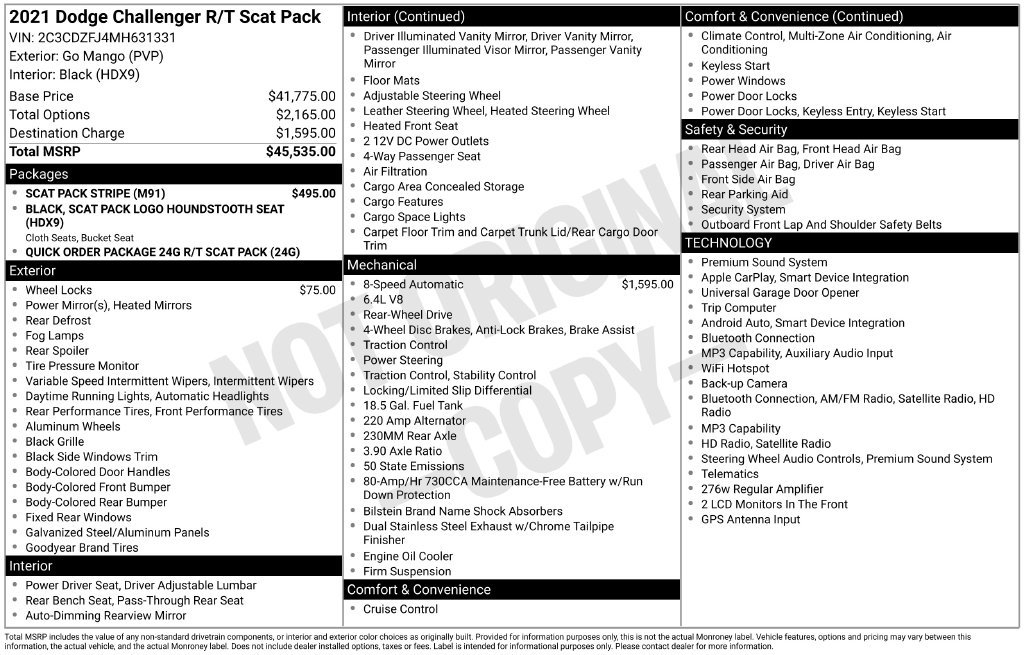 Used 2021 Dodge Challenger R/T Scat Pack w/ Scat Pack Stripe RWD image 2