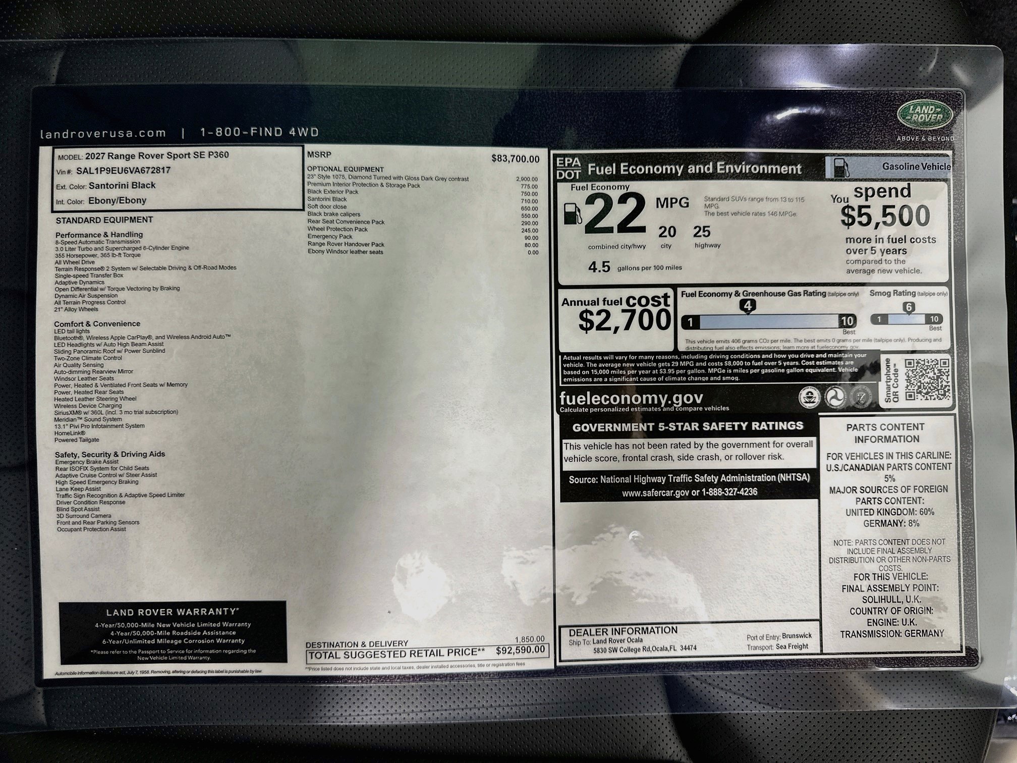 New 2027 Land Rover Range Rover Sport SE AWD/4WD image 27