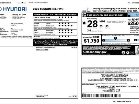 Certified 2026 Hyundai Tucson SEL image 3